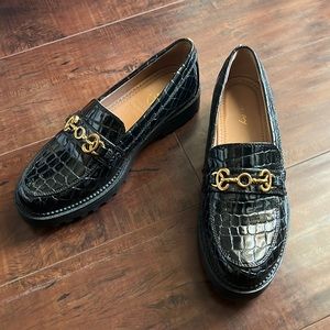 Black Snakeskin Loafers *WORN ONCE*